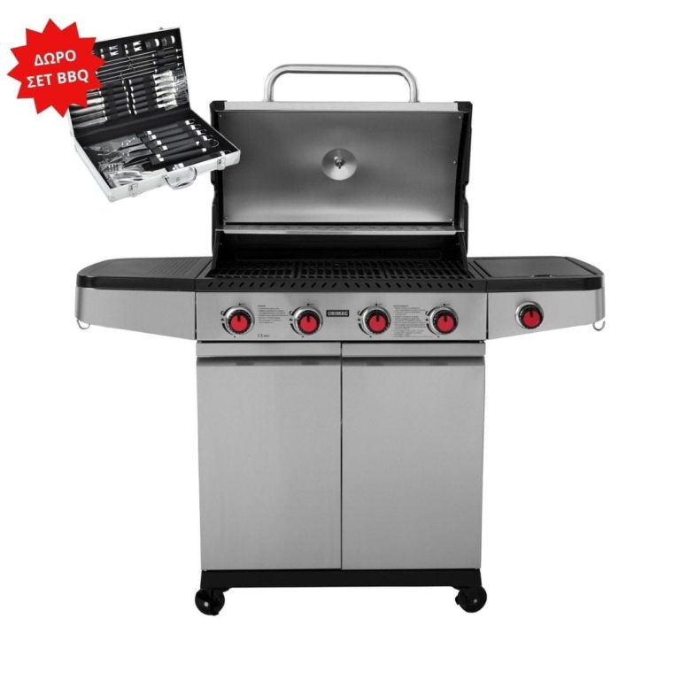 UNIMAC Ψησταρία BBQ Υγραερίου με 4 Καυστήρες και 1 Πλαϊνή Εστία ΣΠΙΤΙ - ΕΞΟΧΗ