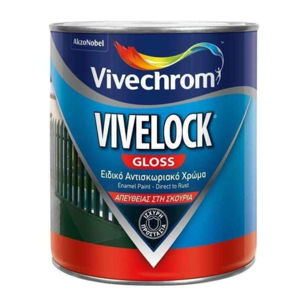 VIVECHROM VIVELOCK GLOSS ΧΡΩΜΑ ΠΡΟΣΤΑΣΙΑΣ ΜΕΤΑΛΛΩΝ ΑΠΕΥΘΕΙΑΣ ΣΤΗ ΣΚΟΥΡΙΑ 2.5L PAINTS - STRUCTURE