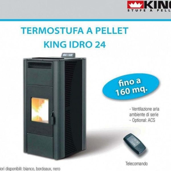 KING IDRO 24kw Σόμπα Pellet Σύνδεση με Καλοριφέρ απόδοση 95.4% Ιταλίας 160m² HEATING - COOLING
