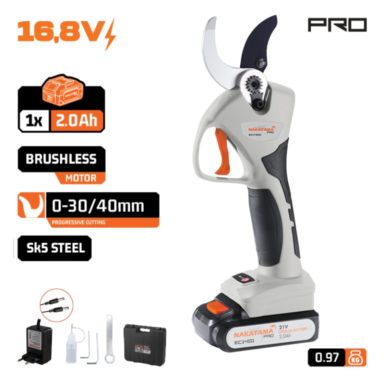 Nakayama Pro EC1400 Ψαλίδι Κλαδέματος Μπαταρίας 21V Brushless με Κοπή έως 40mm (SET 1x2Ah) ΨΑΛΙΔΙΑ ΚΛΑΔΕΜΑΤΟΣ ΜΠΑΤΑΡΙΑΣ