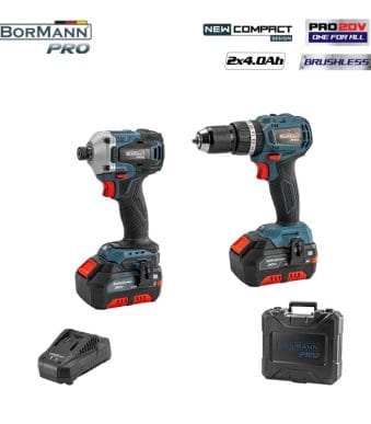 BORMANN Pro BBP5003 Σετ Δραπ/βιδο Κρουστικό Compact Brushless 20V & Παλμικό Κατσαβίδι & X2 Μπαταρίες DRILL SCREWDRIVERS